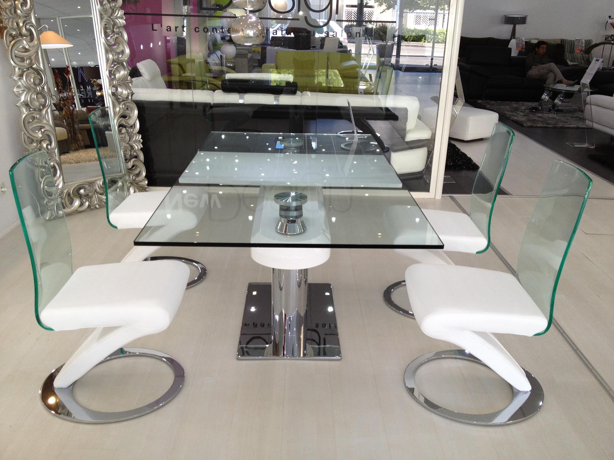 table verre design avec rallonges