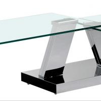 Table basse verre extensible avec piétement chromé - Modèle OPEN